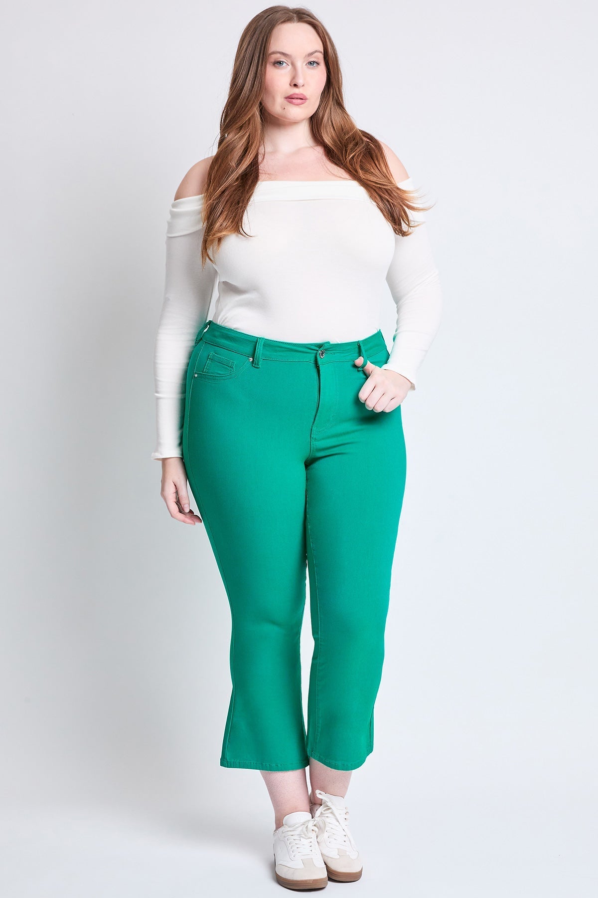 Women's Plus Hyperstretch Cropped Kick Flare Pants YMI JEANS
